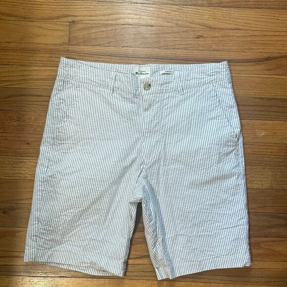 Ben Sherman Shorts Fit Stretch Chino Shorts Pin Striped - Picture 1 of 8